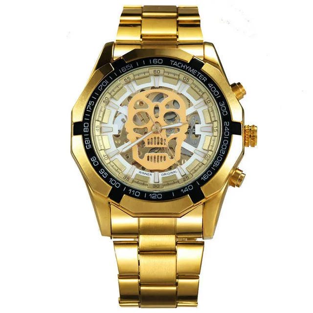 Hip Pop Luxury Men Watches Skull Auto Mechanical WINNER Watch Gifts For Men Luxe Automatique Montre
