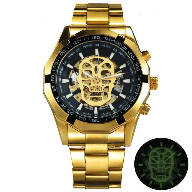 Hip Pop Luxury Men Watches Skull Auto Mechanical WINNER Watch Gifts For Men Luxe Automatique Montre