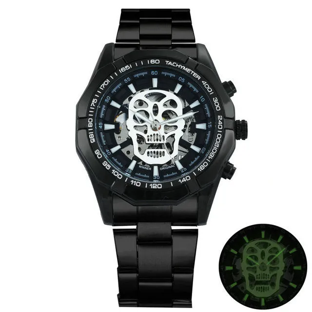 Hip Pop Luxury Men Watches Skull Auto Mechanical WINNER Watch Gifts For Men Luxe Automatique Montre