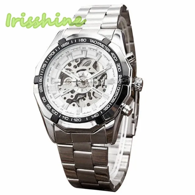 Irisshine i0376 New Luxury Steampunk Clock Mens Automatic Mechanical Wrist Watch Military Style Men Wristwatches men watches