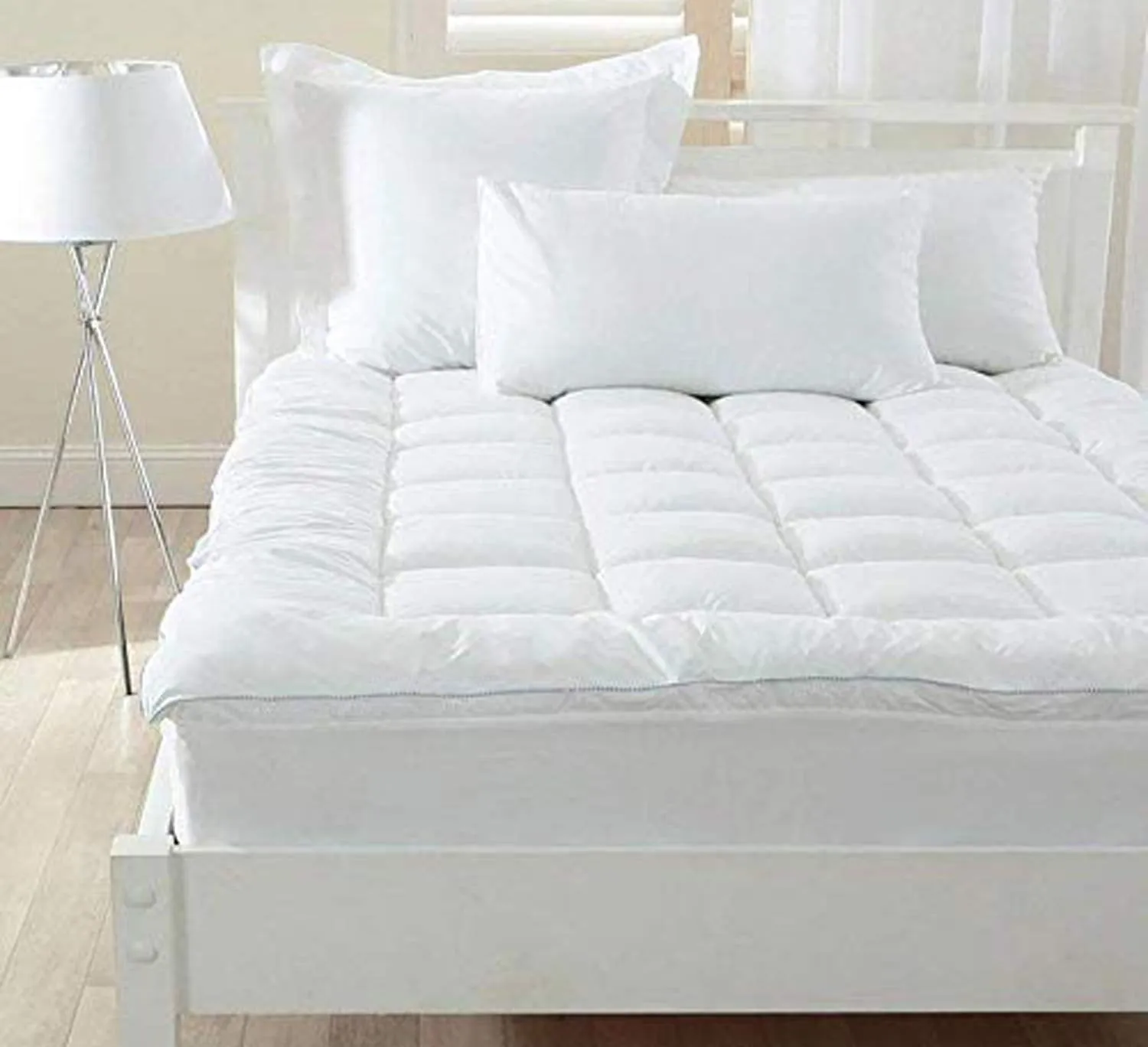 Kuber Industries Soft Microfibre 500 GSM Mattress Padding/Topper for Comfortable Sleep -White -6ft x 5ft - Queen (72x60inch)