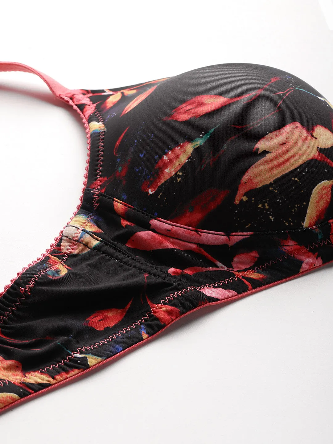 Leading Lady Women's Printed Lightly Padded Non Wired T-Shirt Bra | Full Coverage Everyday Bra [ BRA-4085-1 ]