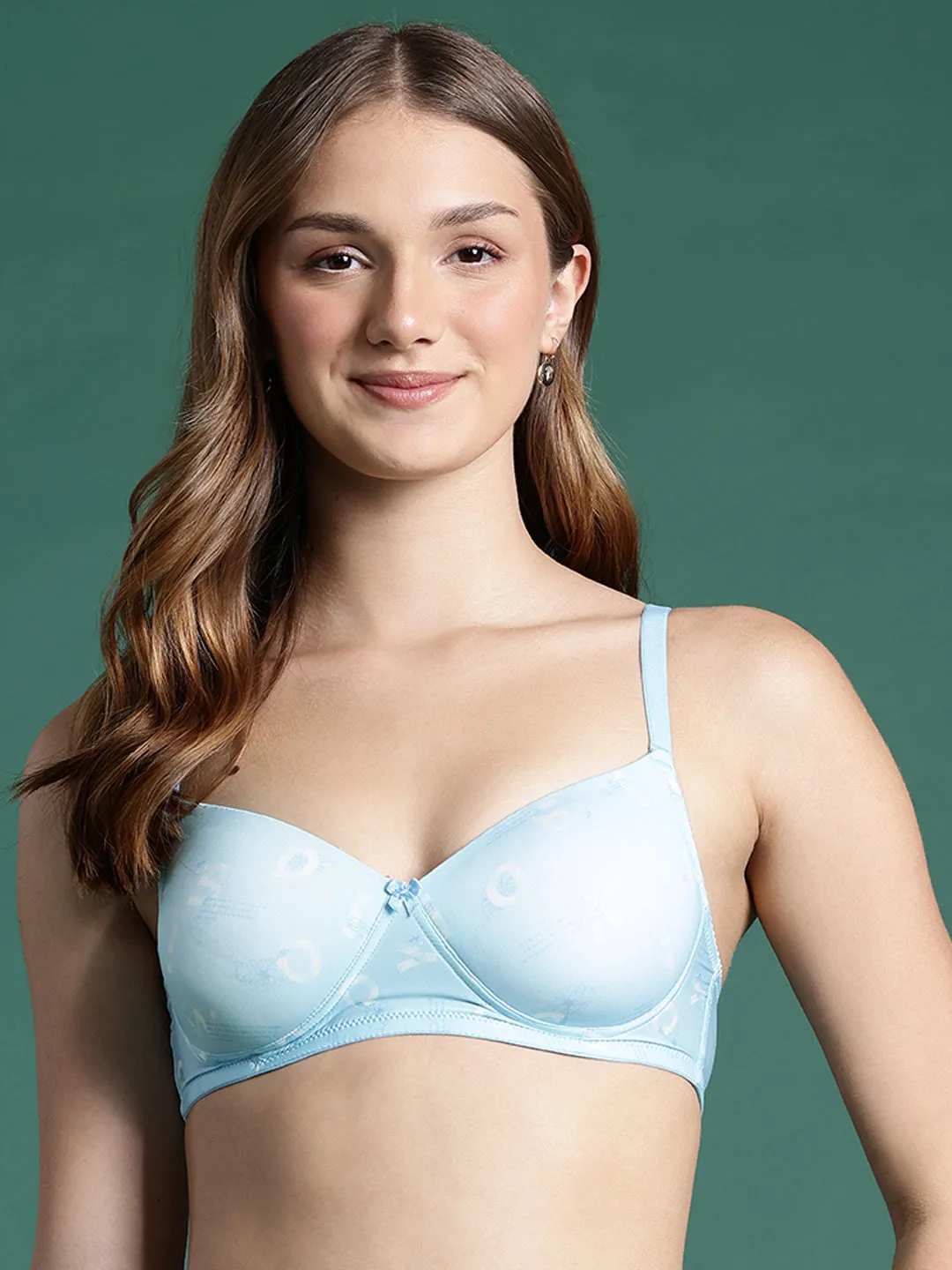 Leading Lady Women's Printed Lightly Padded Non Wired T-Shirt Bra | Full Coverage Everyday Bra [ BRA-4087-1 ]