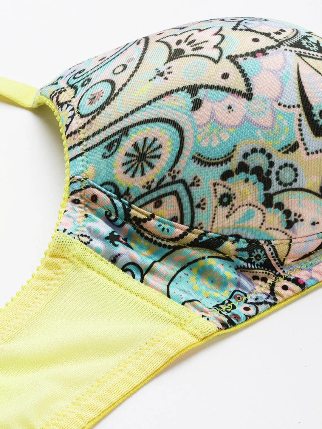 Leading Lady Women's Printed Lightly Padded Non Wired T-Shirt Bra | Full Coverage Everyday Bra [ BRA-4093-1 ]