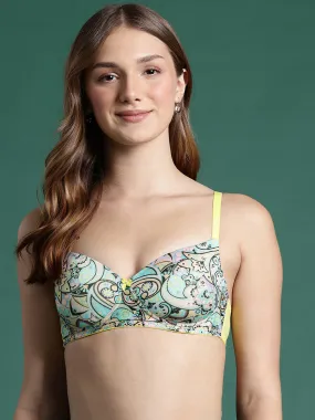 Leading Lady Women's Printed Lightly Padded Non Wired T-Shirt Bra | Full Coverage Everyday Bra [ BRA-4093-1 ]