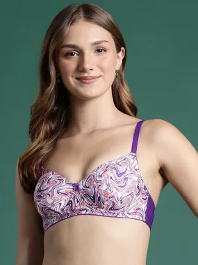 Leading Lady Women's Printed Lightly Padded Non Wired T-Shirt Bra | Full Coverage Everyday Bra [ BRA-4103-1 ]