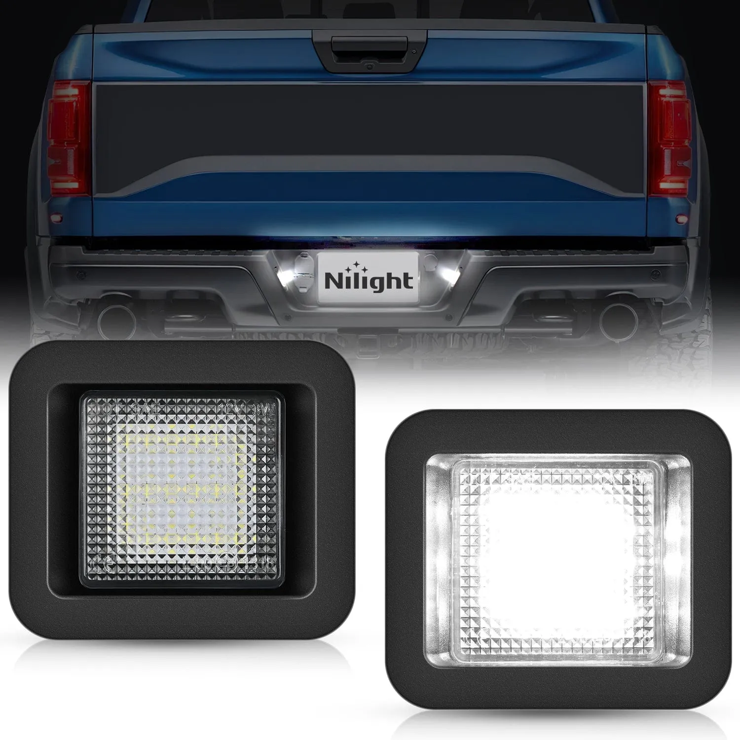 License Plate Lights Compatible with 2015 2016 2017 2018 2019 2020 F150 Raptor Clear Lens Black housing 6000K White 2PCS Pack