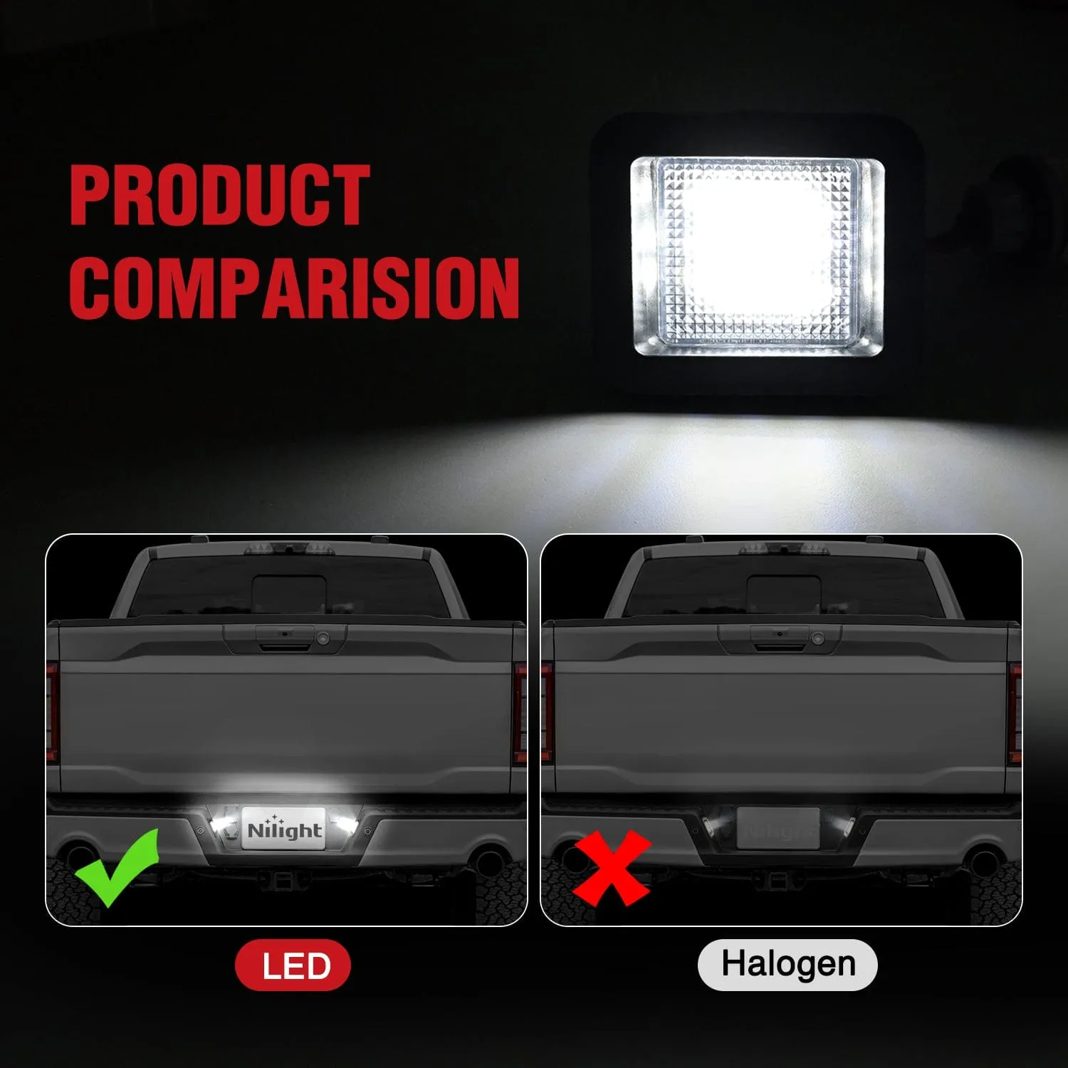 License Plate Lights Compatible with 2015 2016 2017 2018 2019 2020 F150 Raptor Clear Lens Black housing 6000K White 2PCS Pack