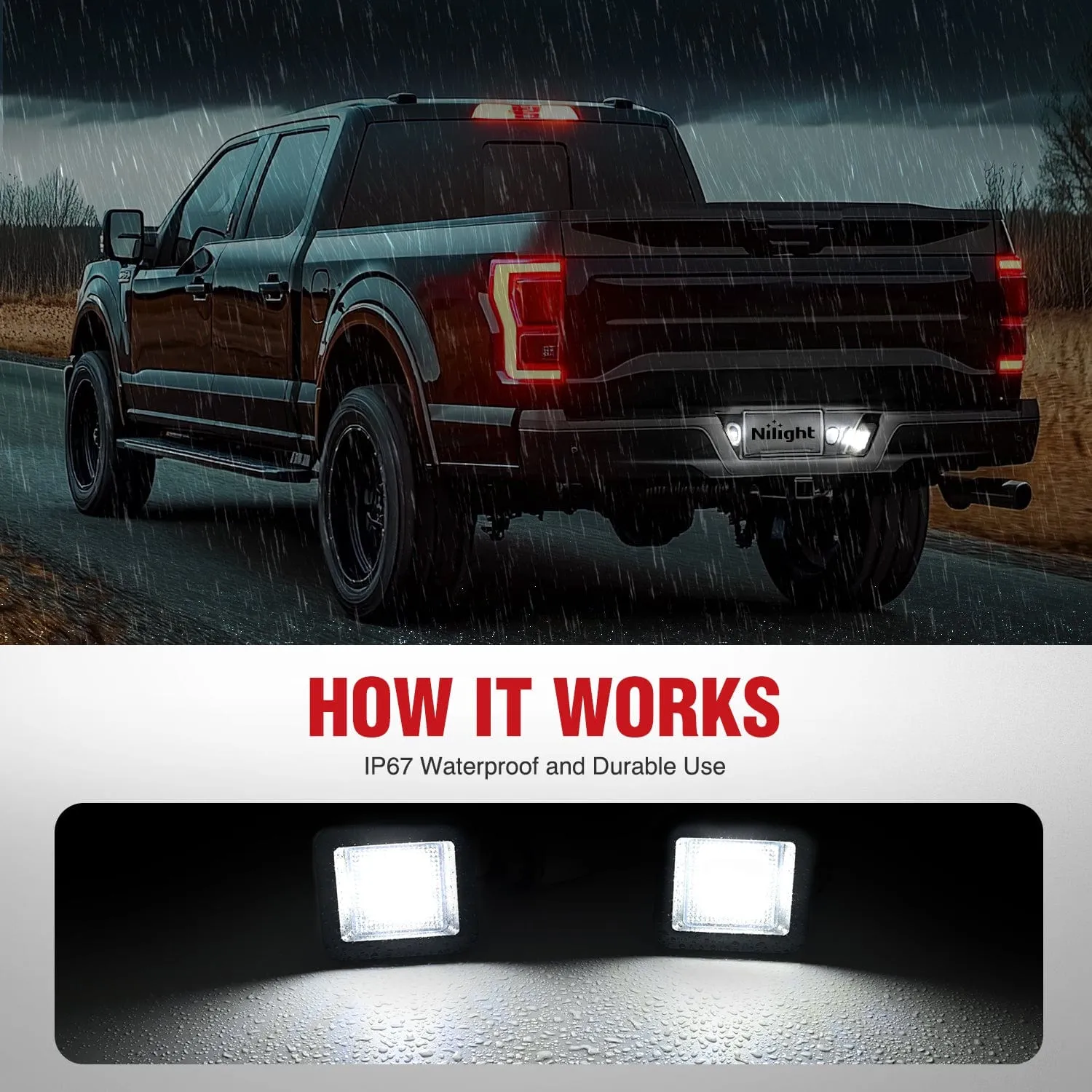 License Plate Lights Compatible with 2015 2016 2017 2018 2019 2020 F150 Raptor Clear Lens Black housing 6000K White 2PCS Pack