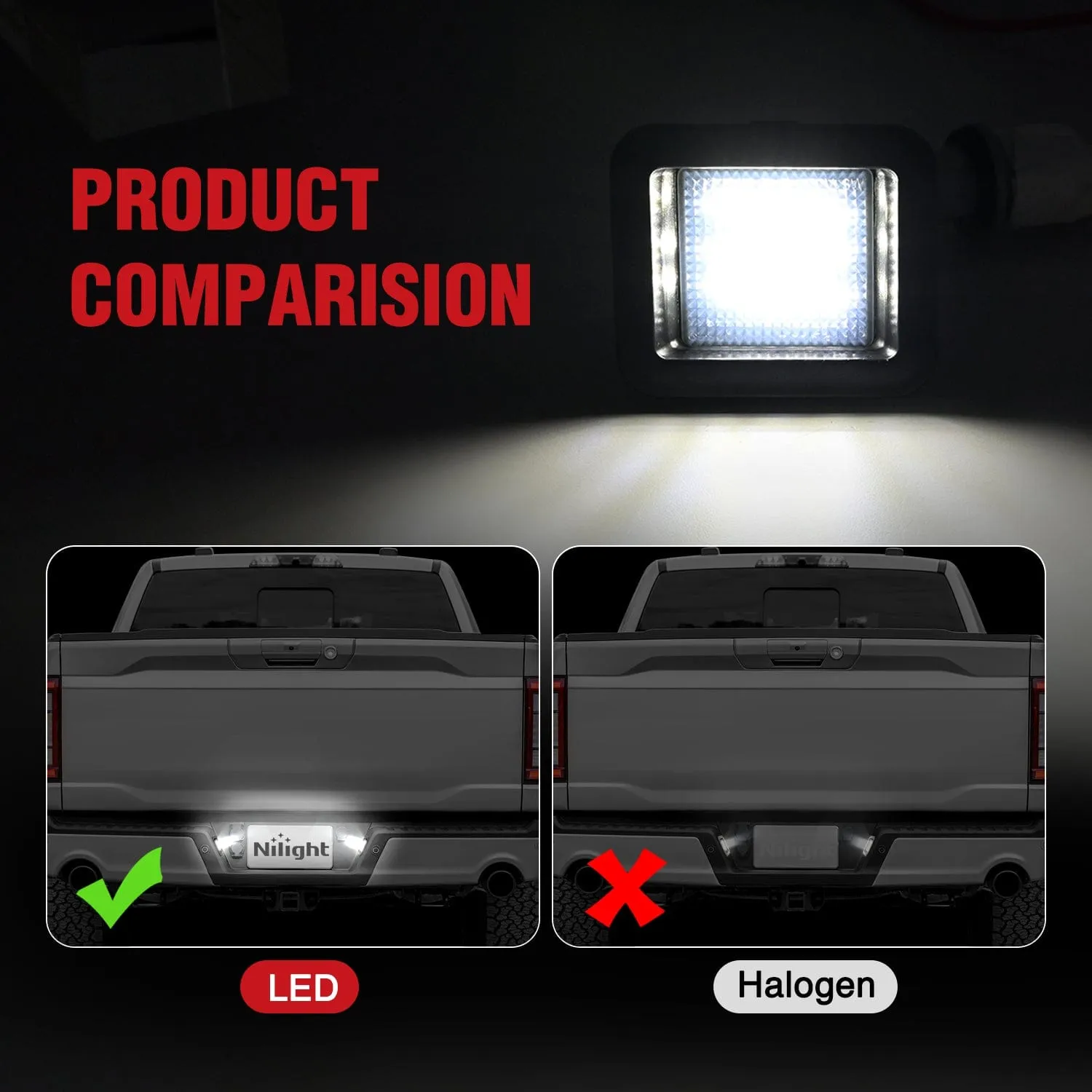 License Plate Lights Compatible with 2015 2016 2017 2018 2019 2020 F150 Raptor Smoke Lens Black Housing 6000K White 2PCS Pack