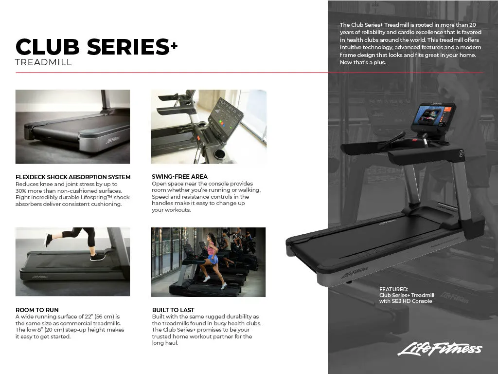 Life Fitness Club Series   Treadmill w/ SL Console - Black