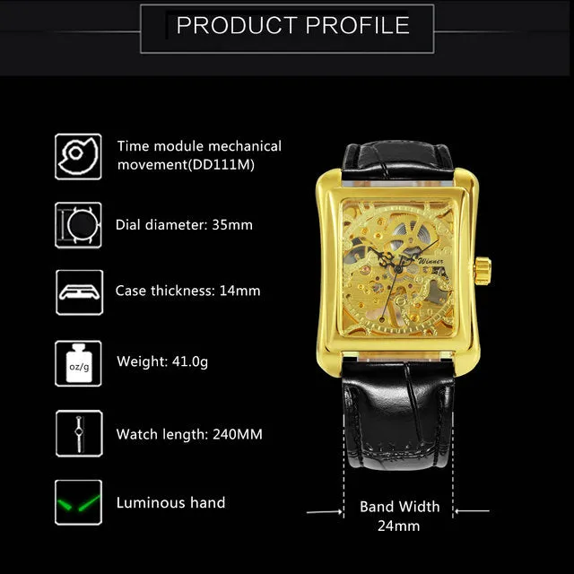 Men Gold Watch For Sale Top Brands Skeleton Mechanical WINNER Watches Мужские золотые часы