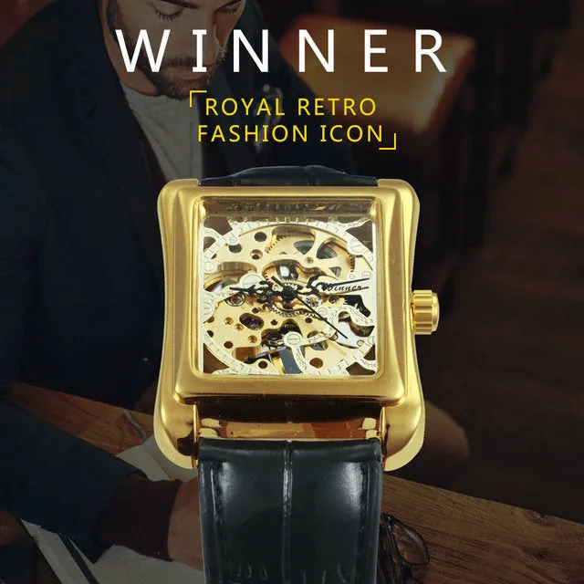 Men Gold Watch For Sale Top Brands Skeleton Mechanical WINNER Watches Мужские золотые часы