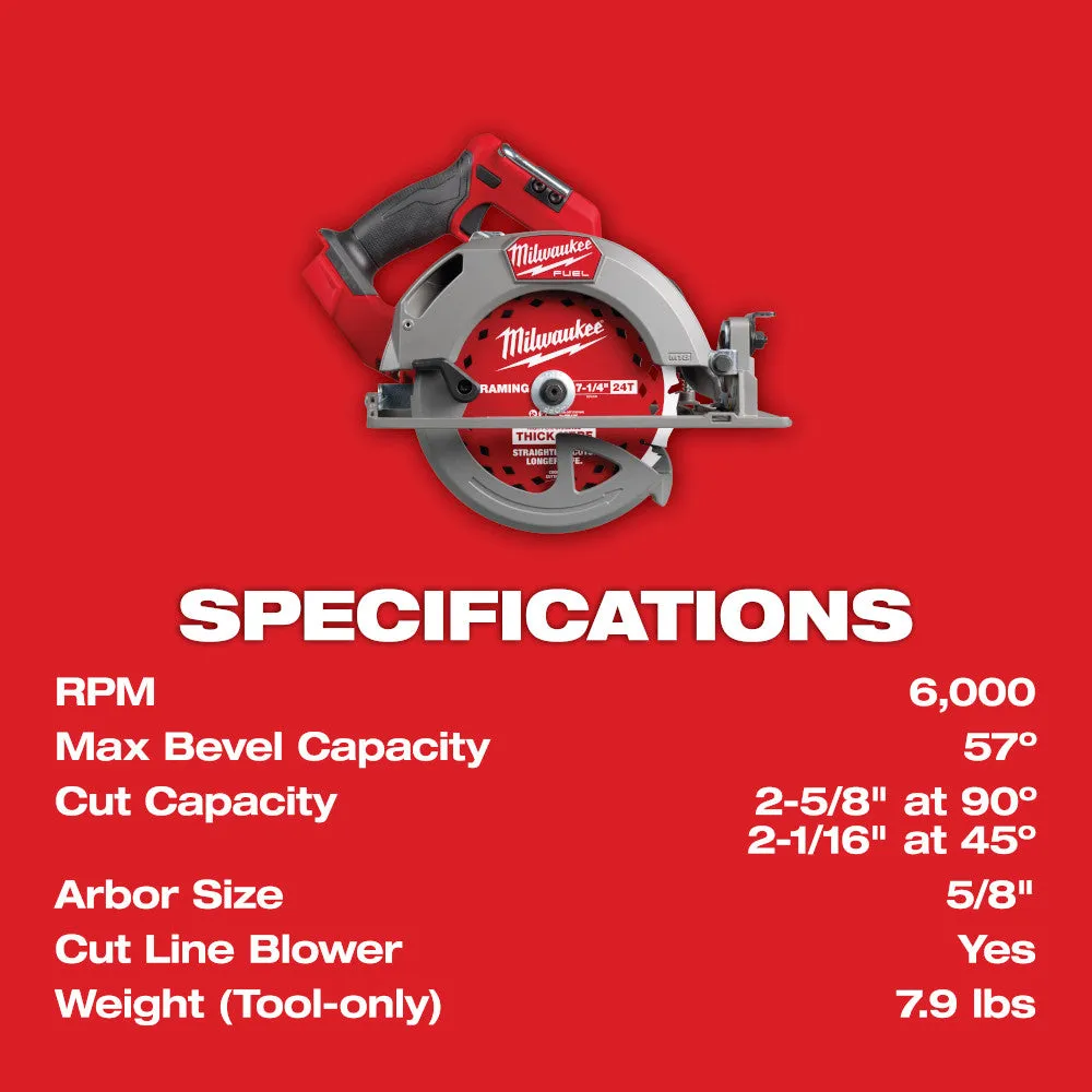 Milwaukee 2834-20B8F M18 FUEL 18V 7-1/4" Circular Saw w/ 8AH Forge Battery
