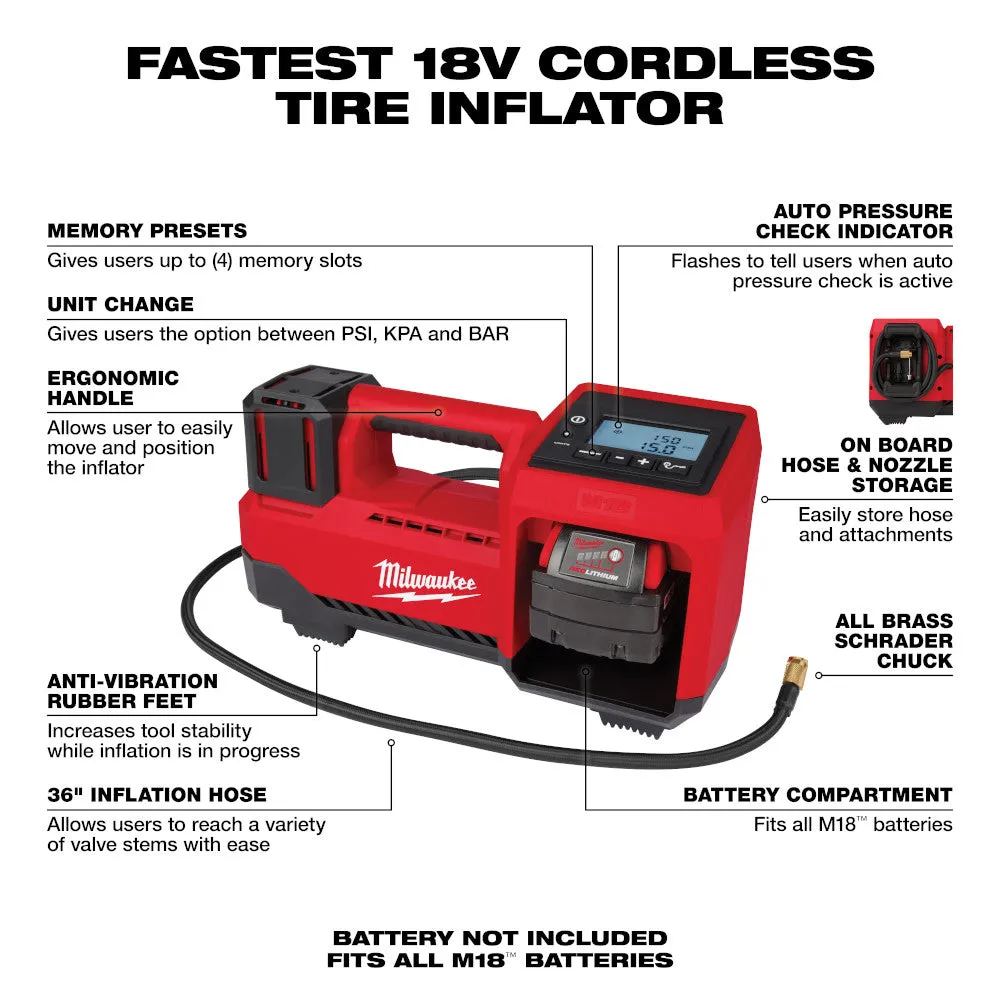Milwaukee 48-11-1852IN M18 18V 5AH 2-Pack Batteries w/ M18 Inflator