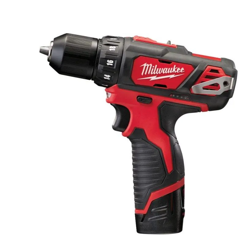 Milwaukee Cordless Drill/ Driver 10mm Keyless Chuck 12v  2Battery M12BDD‐202C