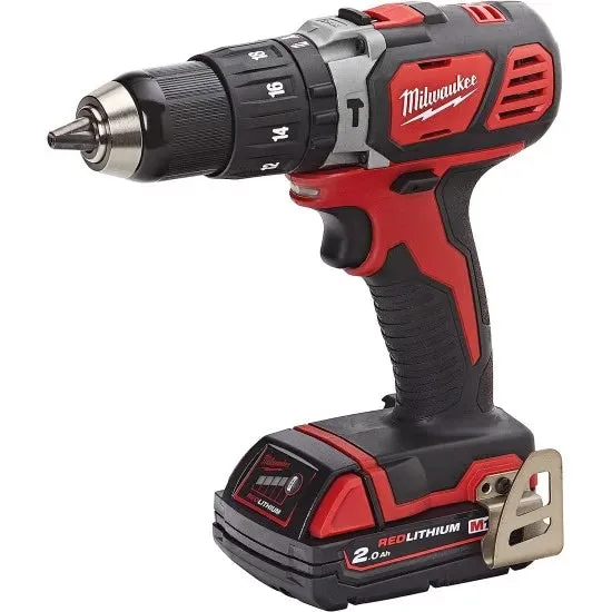 Milwaukee Cordless Impact Drill Machine 13mm Keyless Chuck 18v   2 Battery M18BPD‐202C