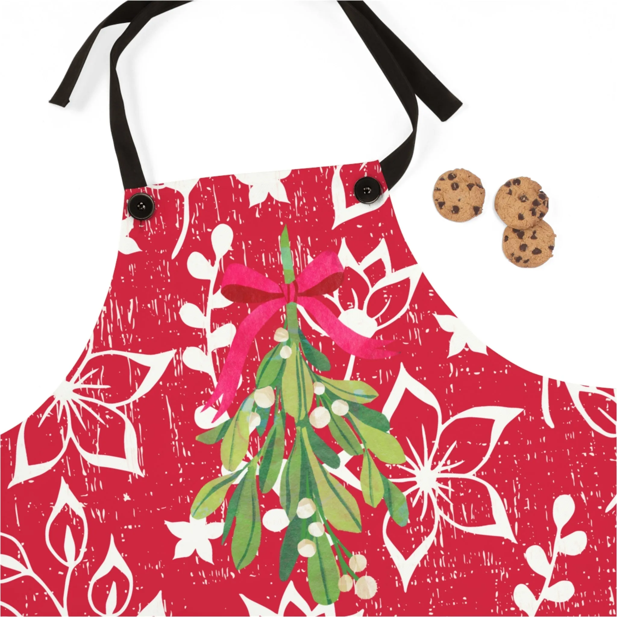 Mistletoe Magic Red and White Christmas Apron