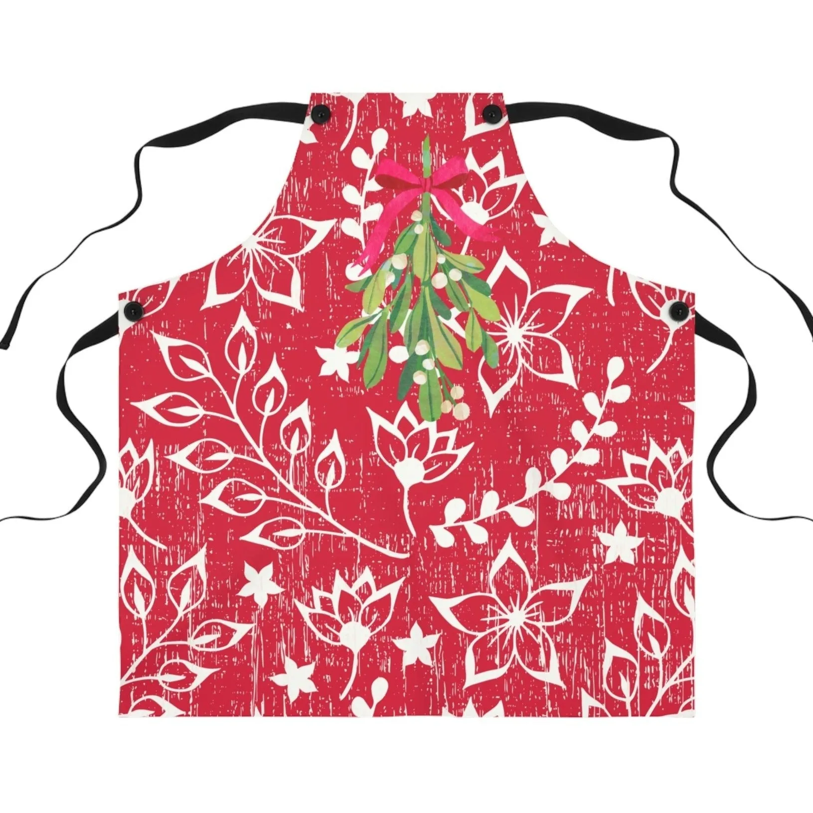 Mistletoe Magic Red and White Christmas Apron