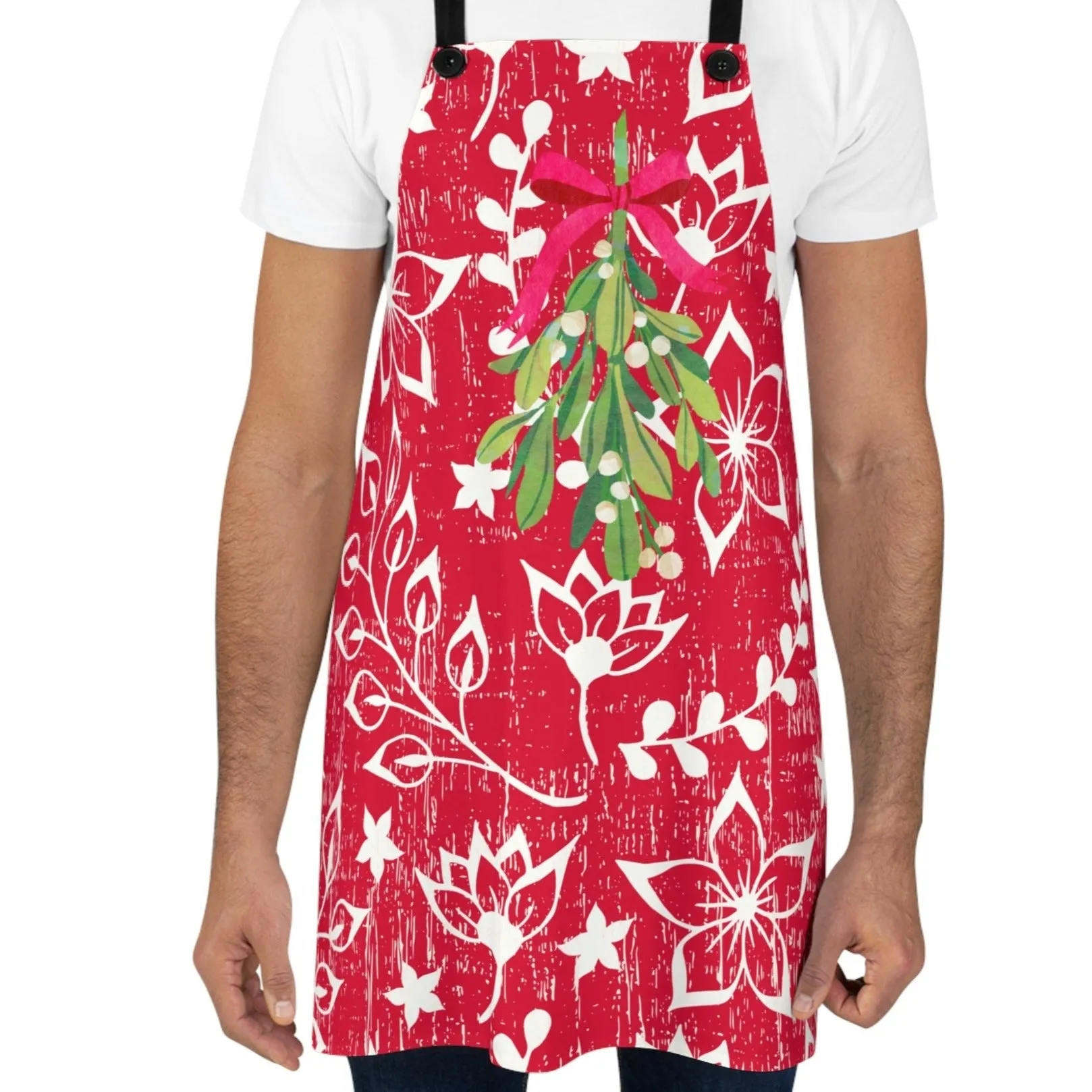 Mistletoe Magic Red and White Christmas Apron