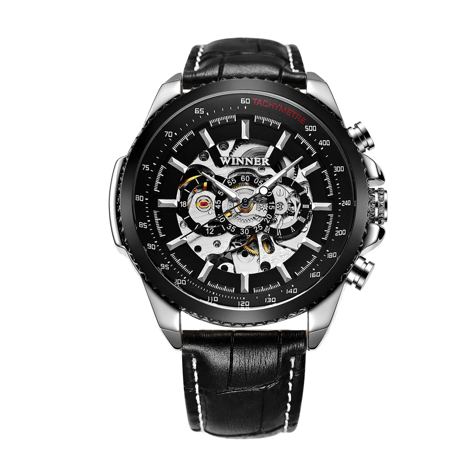 New WINNER Watch Hollow Men's Watch Automatic Luminous Stainless Steel Strap Watch