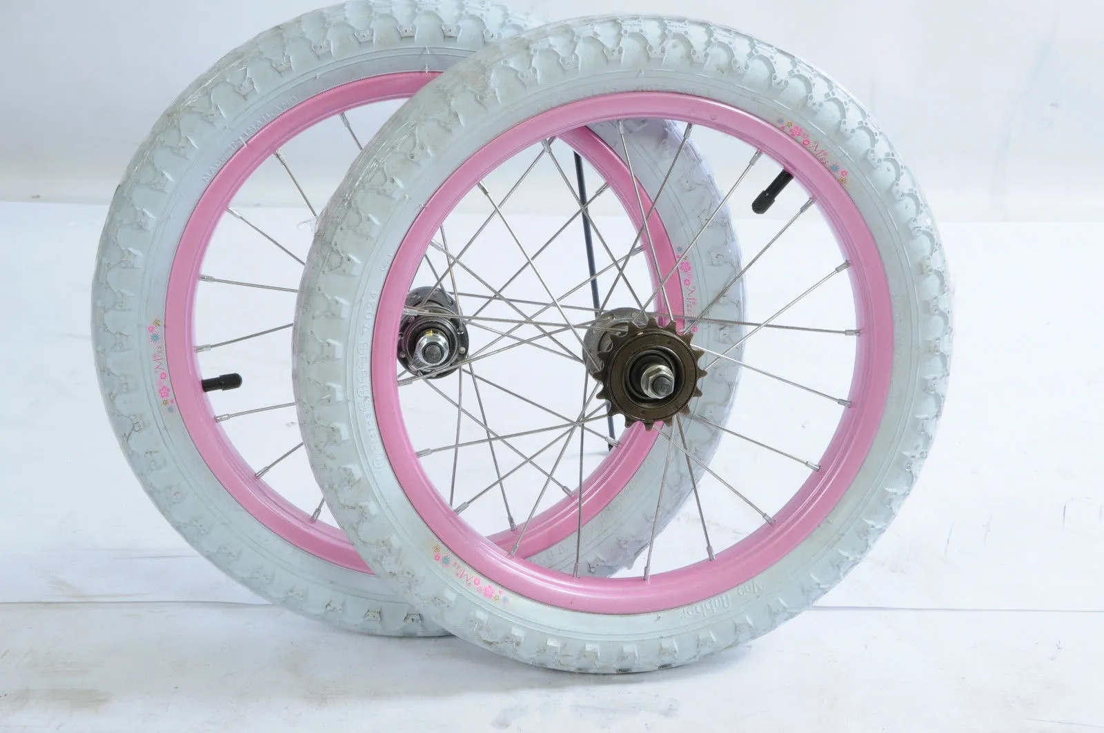 PAIR RALEIGH MISS 16 WHEELS PINK WHEEL SET SUIT OTHER 16” CHILDS KIDDIES BIKES N