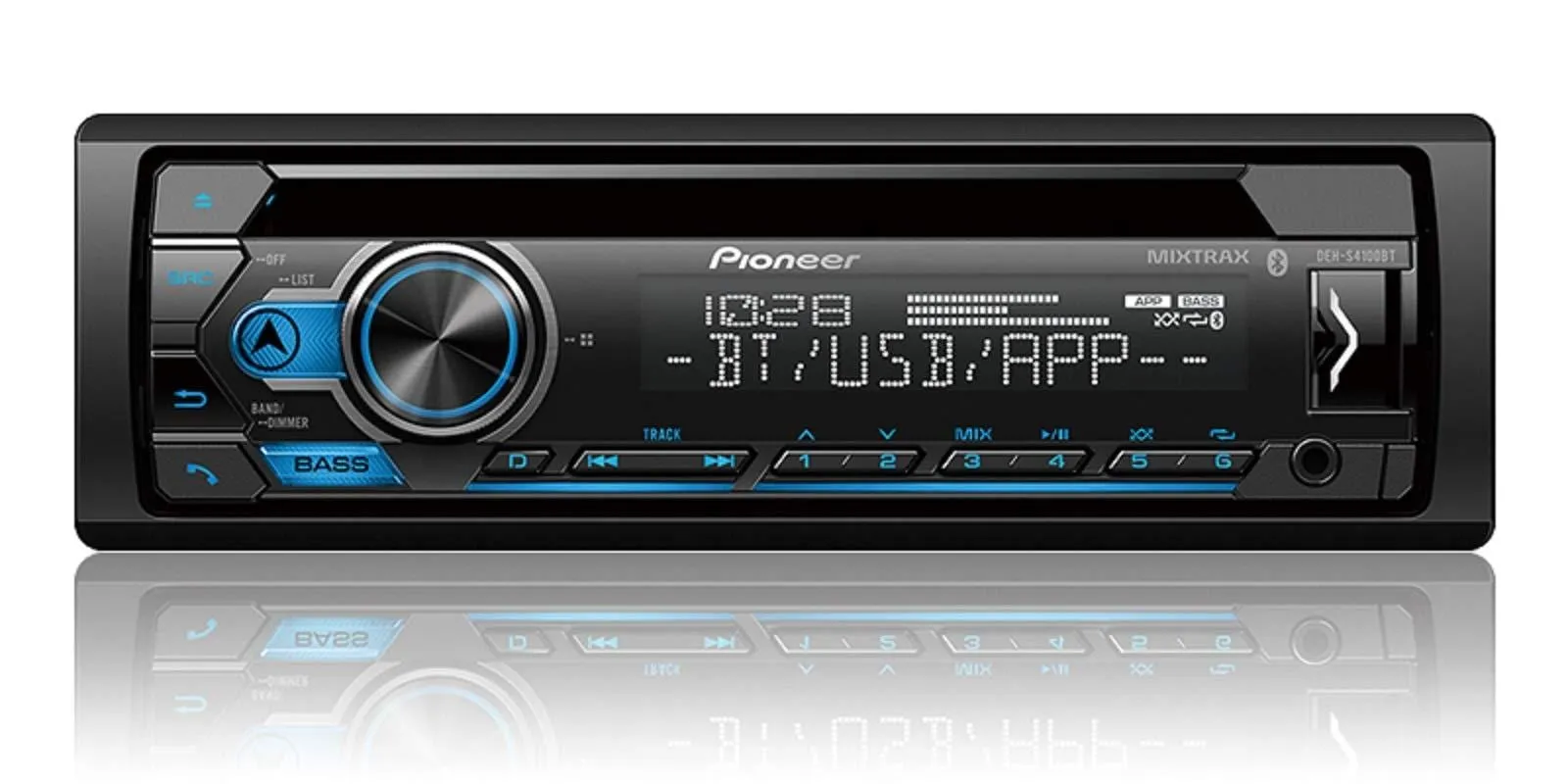 Pioneer DEH-S4100BT Single DIN Bluetooth in-Dash CD USB MP3 AUX AM/FM MIXTRAX Pandora Spotify Android Car Stereo Receiver with 2 Pairs JVC 6.5" 300W 2-Way Coaxial Car Speakers