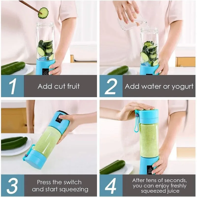 Portable Multifunction USB Rechargeable Electric Juicer for Smoothie and Protein Shakes Fruit Mixer