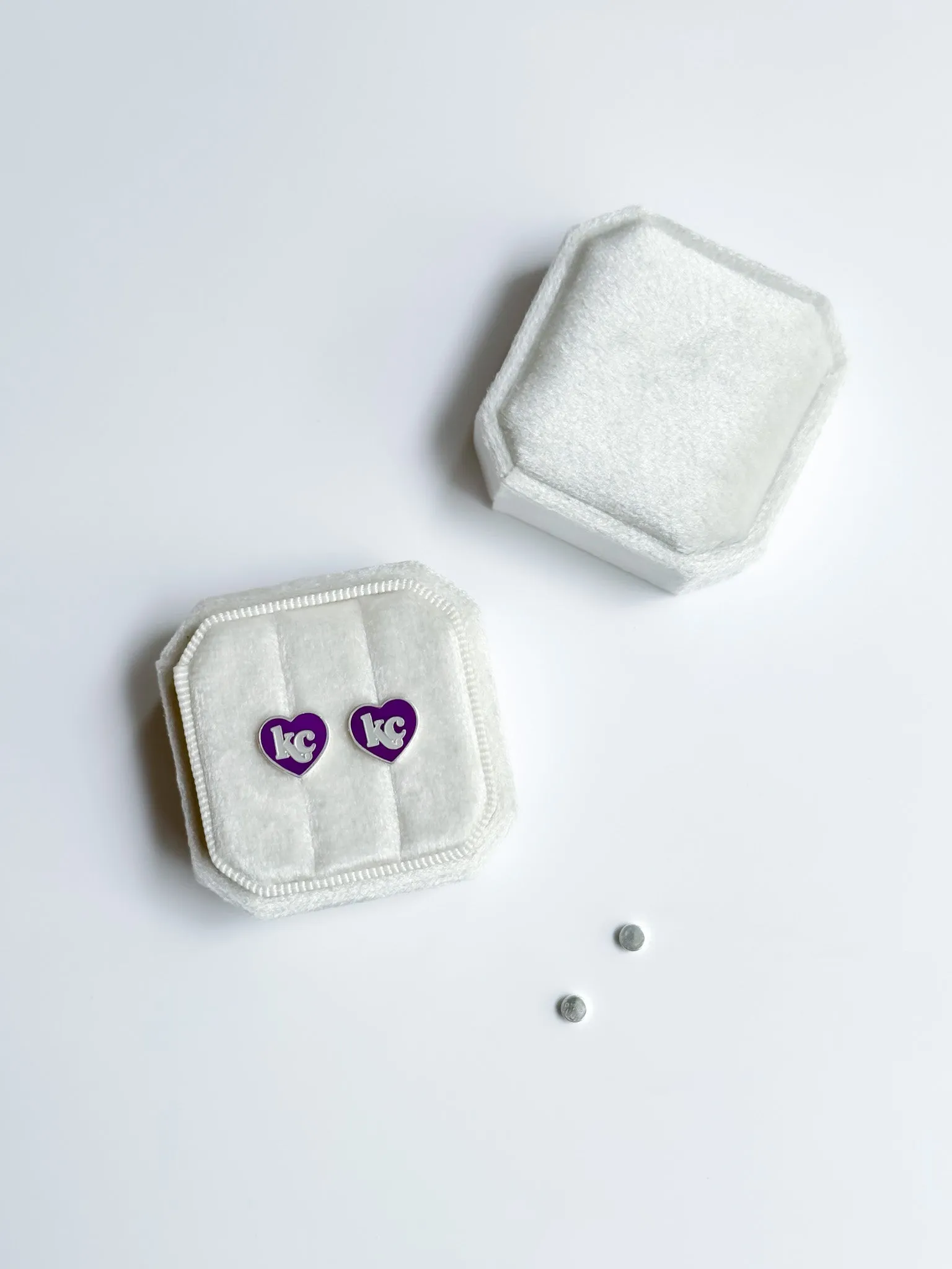 Purple KC Heart Stud Earrings