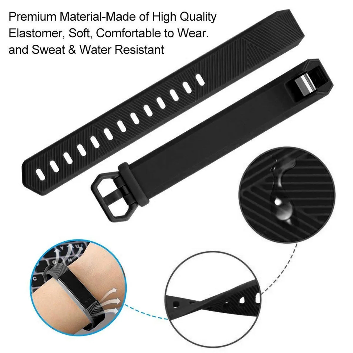 Silicone Strap For Fitbit Alta Bands/Alta HR/Ace-Black