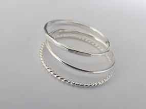 Silver Stacking Ring Set,Textured Ring Set,Textured Rings,Faceted Ring,Boho Ring Set,Stacking Rings,Boho Chic,Beaded Rings,Multi Texture
