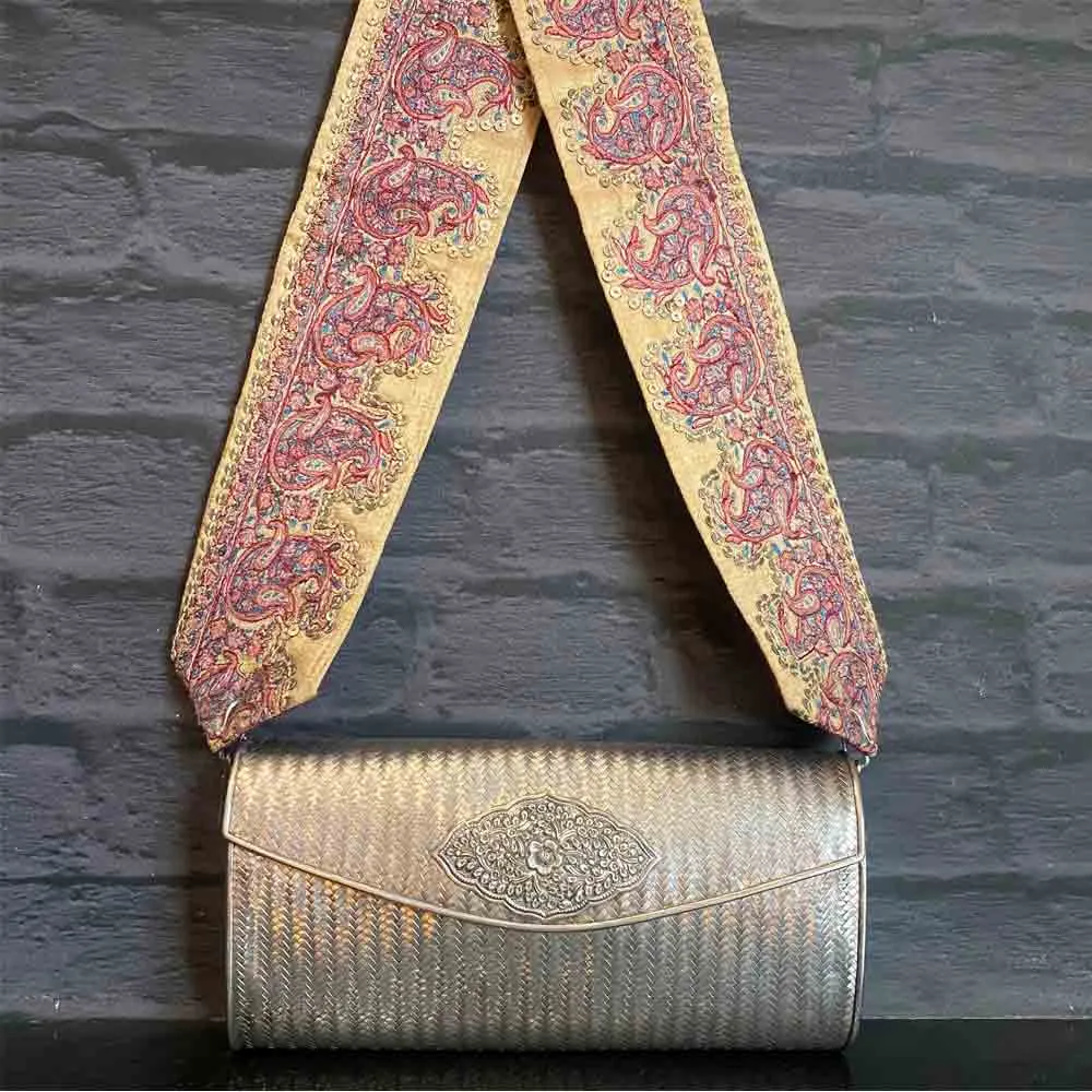 Silver Weave Bag With Kashmiri Embroidered Belt