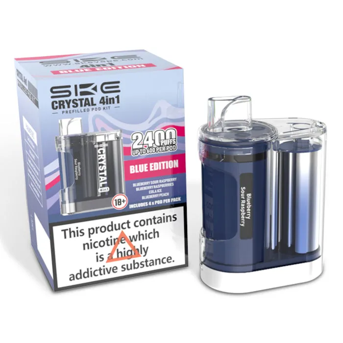 SKE Crystal 2400 Puffs - 4 in 1 Pre-Filled Pod Kit - Multi Flavour