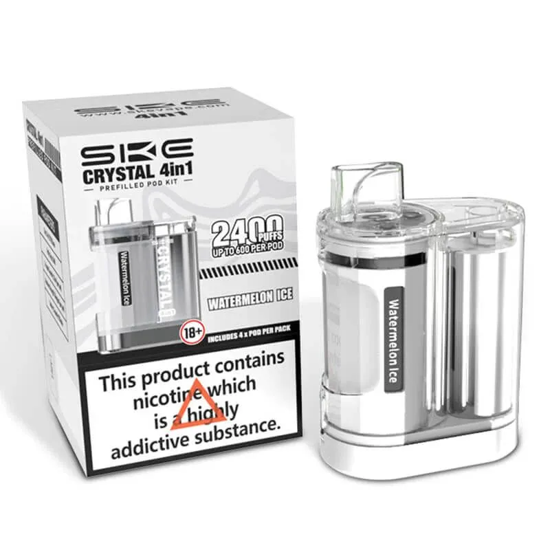 SKE Crystal 2400 Puffs - 4 in 1 Pre-Filled Pod Kit - Single Flavour