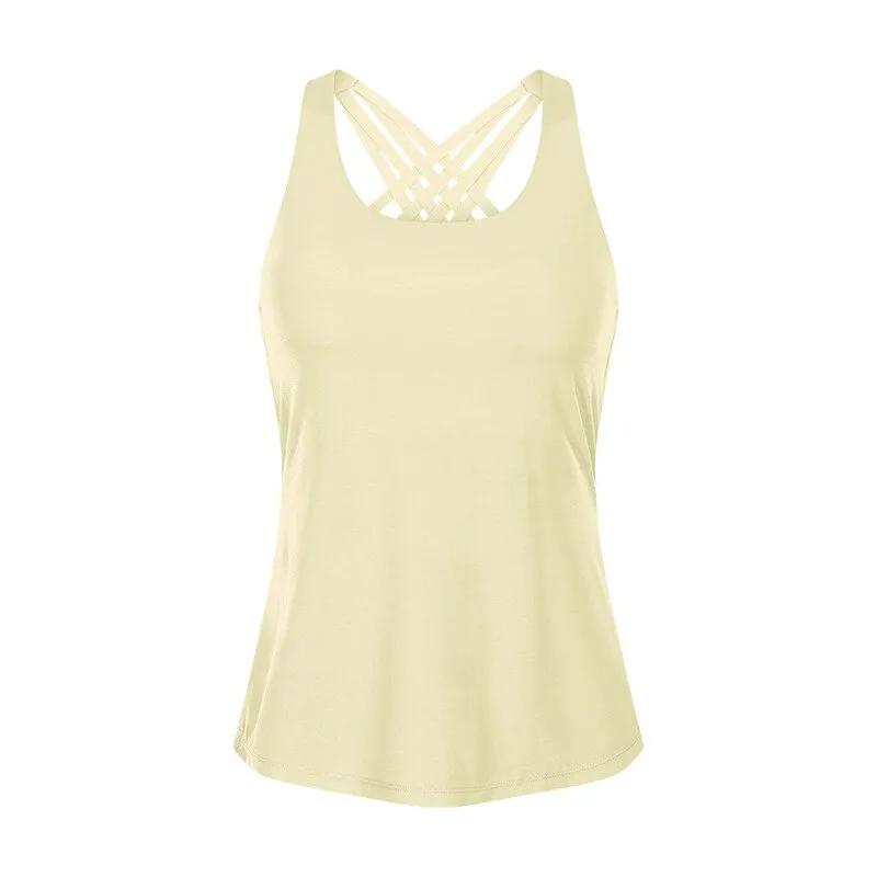 Stylish Sporty Women's Tops with Open Back and Cross Straps - SF1169