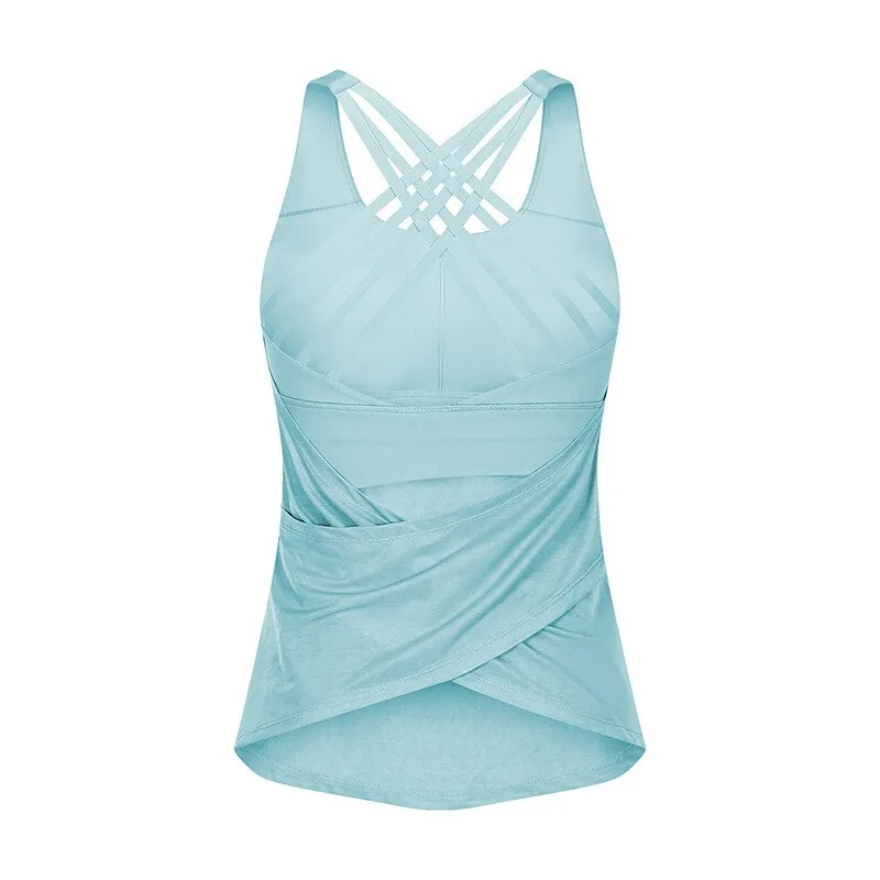 Stylish Sporty Women's Tops with Open Back and Cross Straps - SF1169