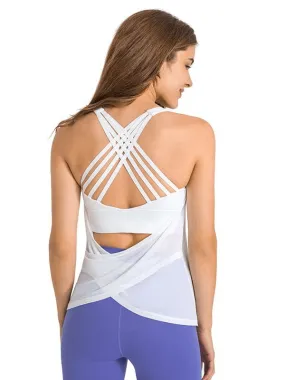 Stylish Sporty Women's Tops with Open Back and Cross Straps - SF1169