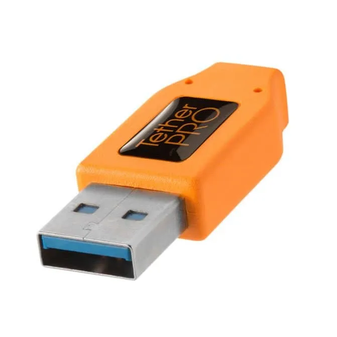 Tether Tools TetherPro USB 3 Micro-B Right Angle Adapter 4.6m - Hi-Vis Orange