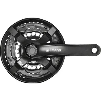 Tourney FC-TY501 Bicycle Crankset - 170mm, 6/7/8-Speed, 48/38/28t, Riveted, Square Taper JIS Spindle Interface