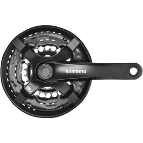Tourney FC-TY501 Bicycle Crankset - 170mm, 6/7/8-Speed, 48/38/28t, Riveted, Square Taper JIS Spindle Interface