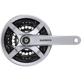 Tourney FC-TY501 Crankset - 170mm 6/7/8-Speed 42/34/24t Riveted Square Taper JIS Spindle Interface Silver