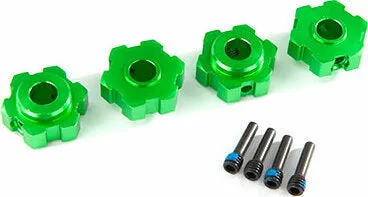 Traxxas 8956G Wheel hubs hex aluminum (green-anodized) (4) 4x13mm screw pins (4)