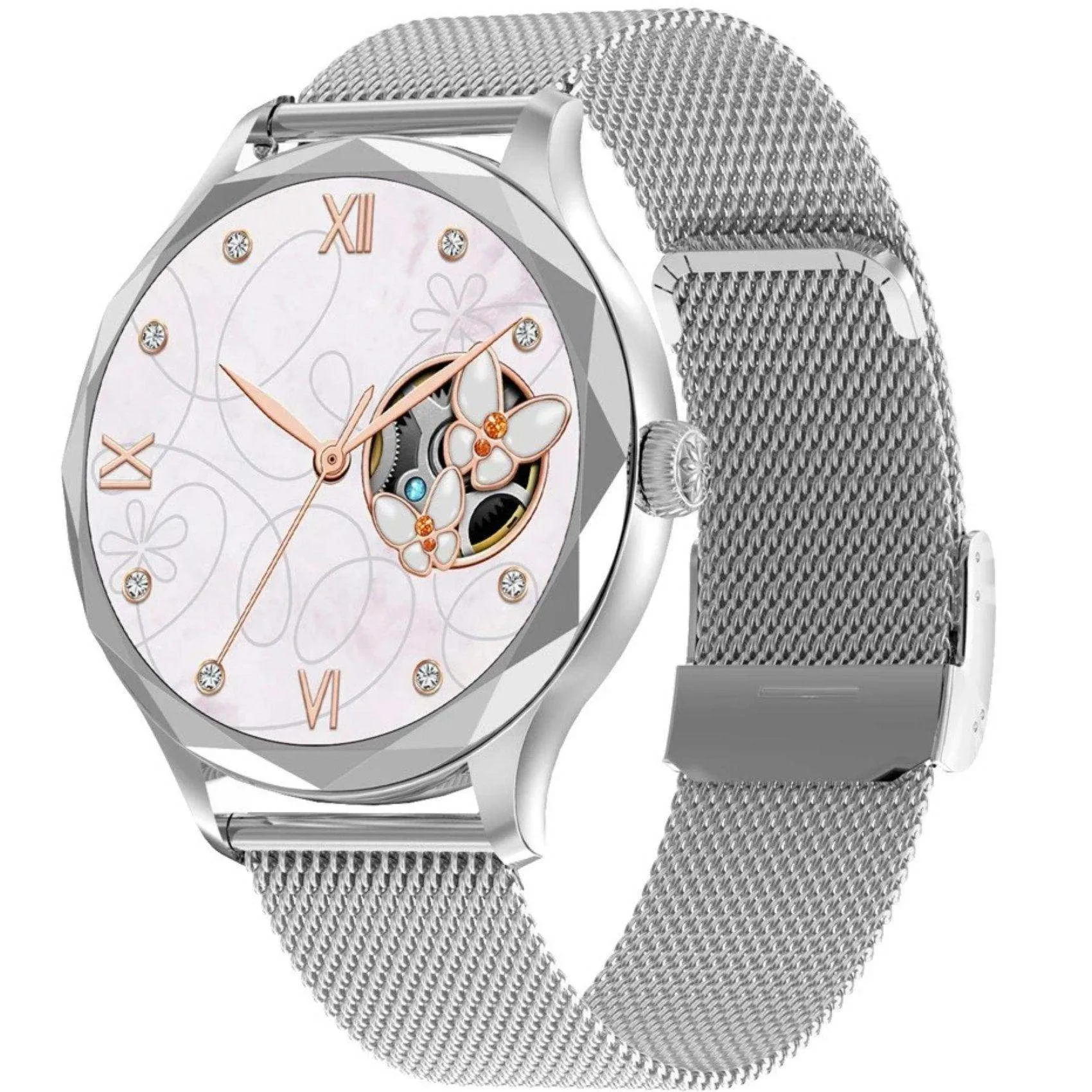 TUTT DT Women Diamond AMOLED Screen SmartWatch for Ladies Reloj Inteligente Fitness Sport Health Smart Watch Steel Straps