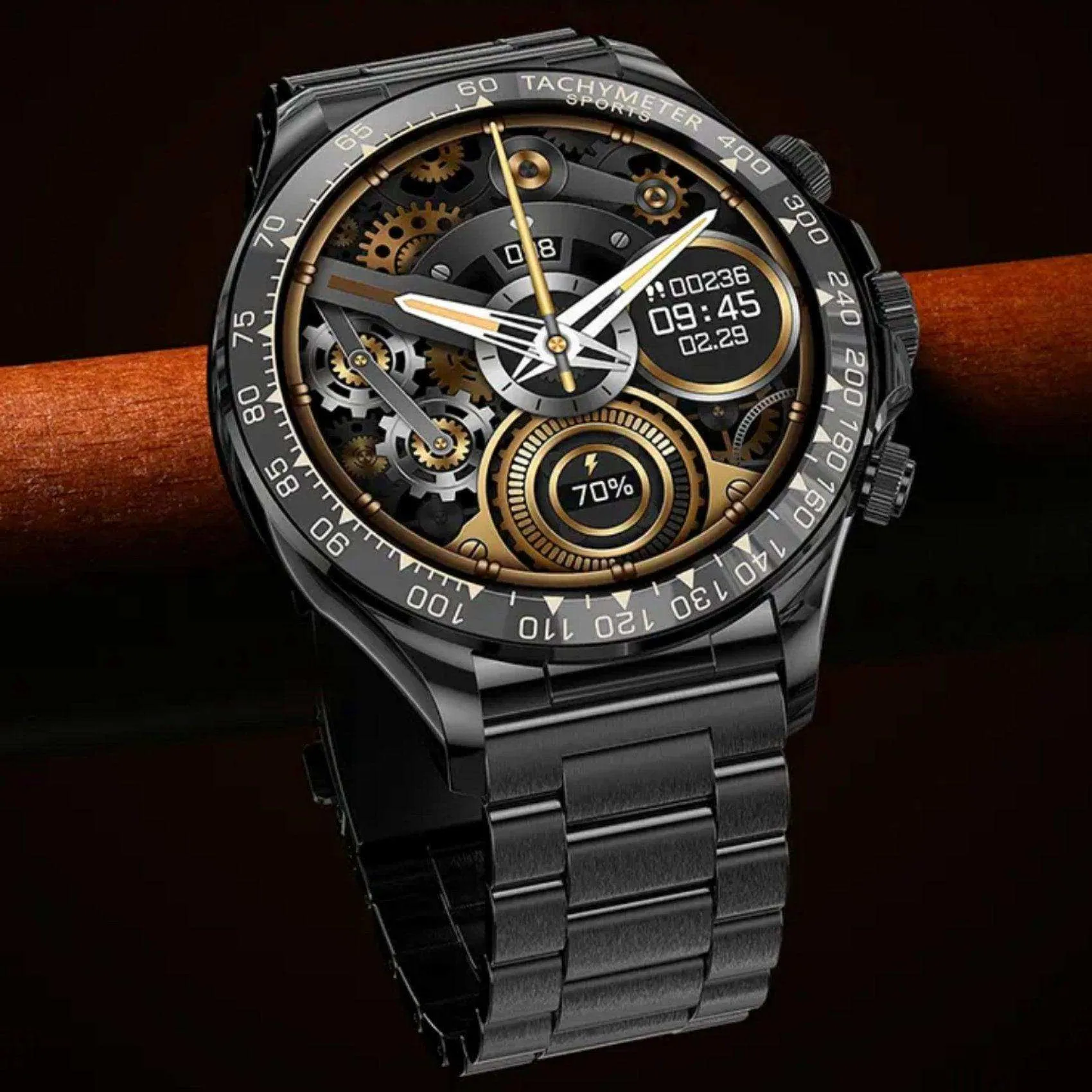 TUTT X108 Classic Metal Case Rugged Military Smart Watch Men | 1.55'' Large HD Screen IP67 Tactical SmartWatch with BT Call Pedometer Sport Modes 2 Straps (Leather Metal)