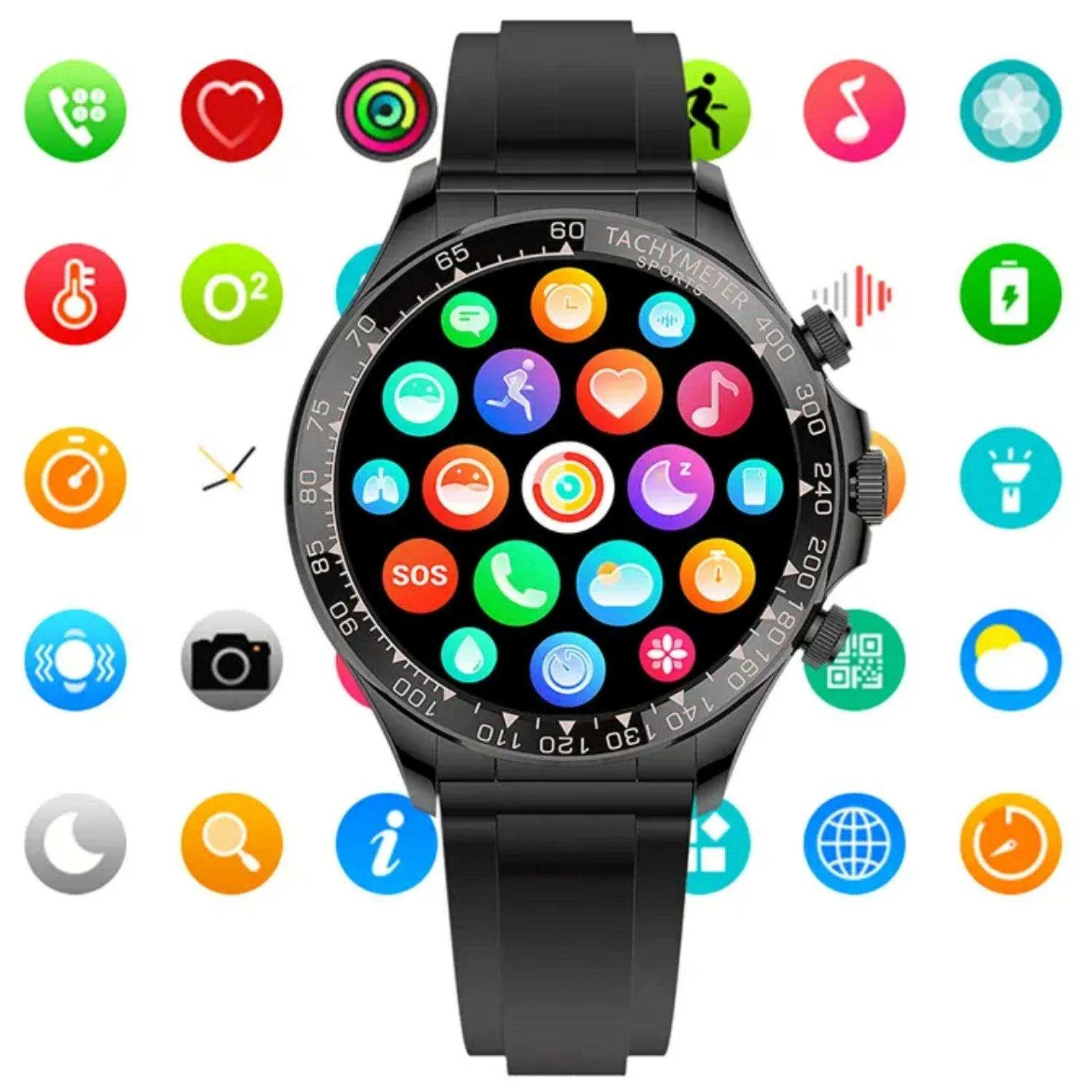 TUTT X108 Classic Metal Case Rugged Military Smart Watch Men | 1.55'' Large HD Screen IP67 Tactical SmartWatch with BT Call Pedometer Sport Modes 2 Straps (Leather Metal)