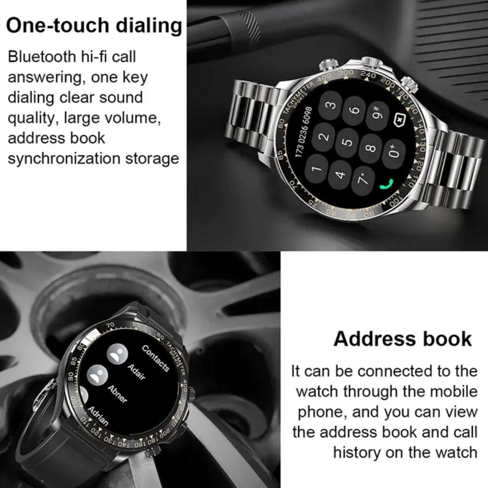 TUTT X108 Classic Metal Case Rugged Military Smart Watch Men | 1.55'' Large HD Screen IP67 Tactical SmartWatch with BT Call Pedometer Sport Modes 2 Straps (Leather Metal)