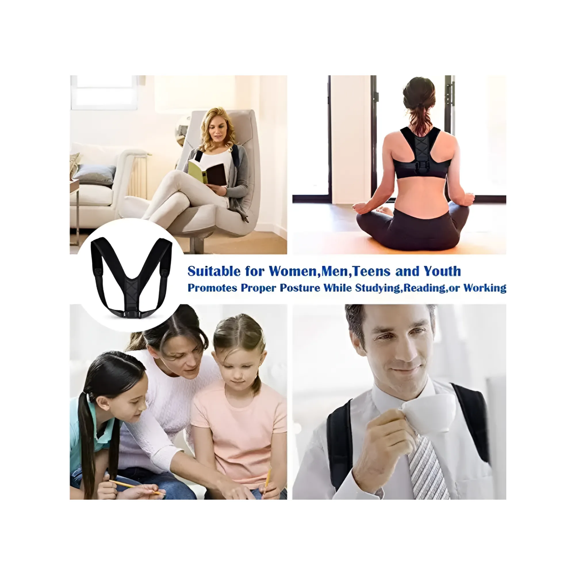 Unisex Back Posture Corrector Adjustable Design for Comfortable Support