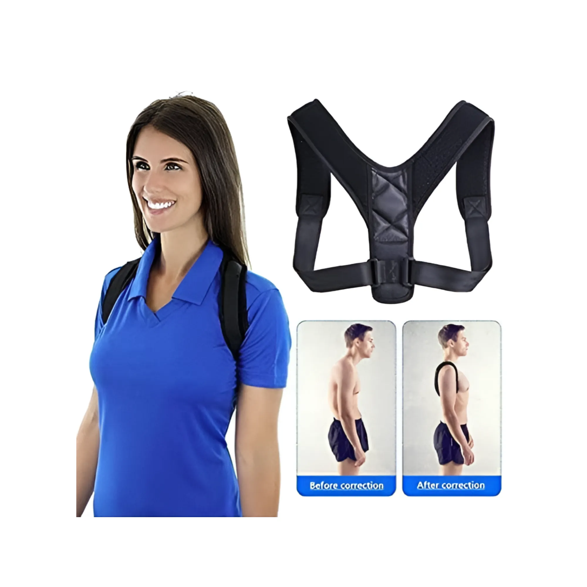 Unisex Back Posture Corrector Adjustable Design for Comfortable Support