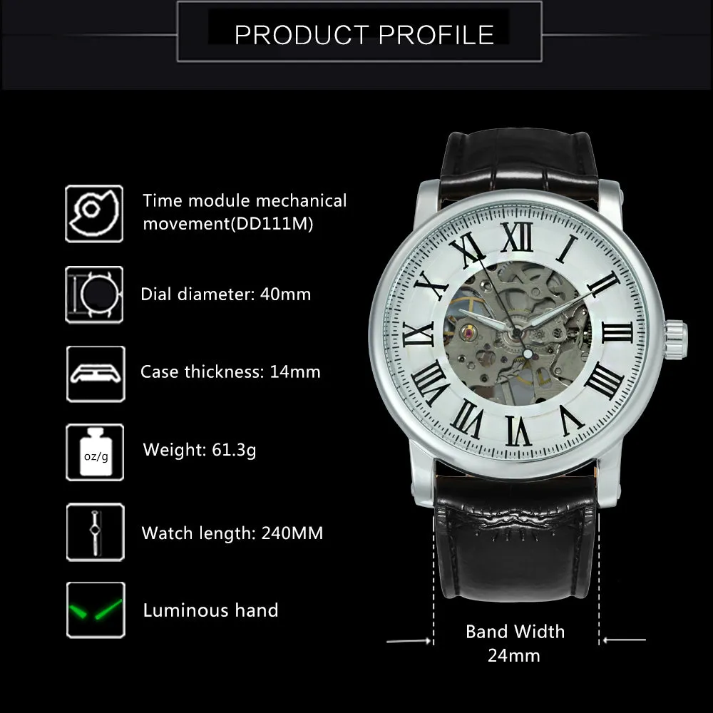 WININER Top Brand Watch Men's Hand-wind Mechanical Waterproof Hollow Genuine Watch