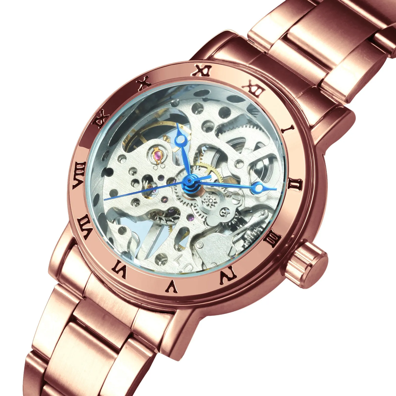 WINNER Official Women Watches Top Luxury Skeleton Mechanical Watch Simple Casual Clock Steel Strap Elegant Dress Lady Wristwatch